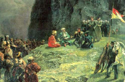 Grigory Gagarin The Meeting of General Kleke von Klegenau and Imam Shamil in 1837 by Gagarin oil painting picture